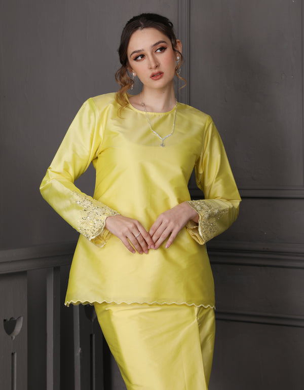 BAJU KURUNG KEDAH RAISA (SOFT YELLOW)